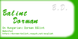 balint dorman business card